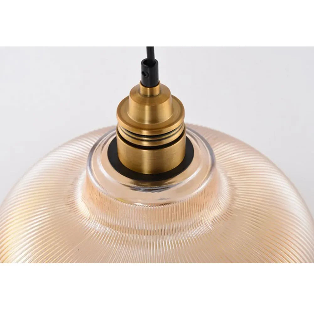 Ribbed Glass Pendant Light – Modern Hanging Lamp