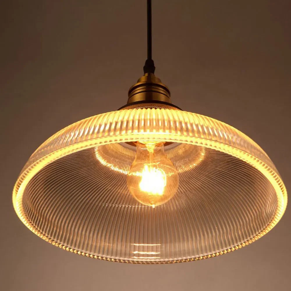 Ribbed Glass Pendant Light – Modern Hanging Lamp