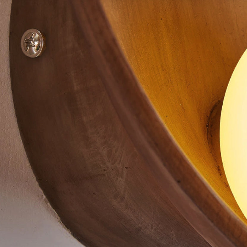 Round Wall Sconce – Resin & Iron Accent Light