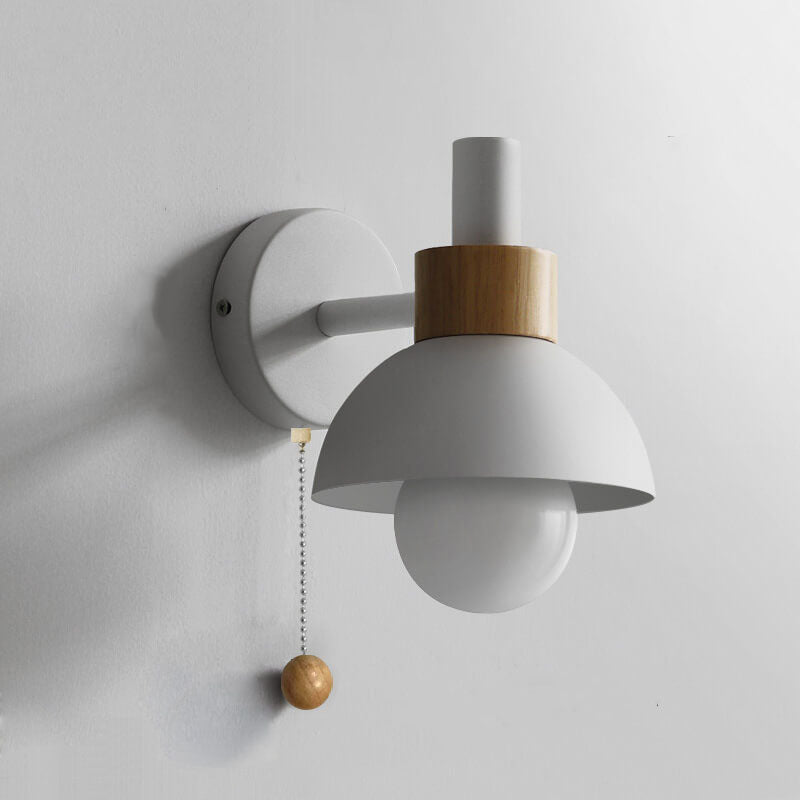 Wood Accent Wall Lamp – Pull-Switch Minimalist Sconce