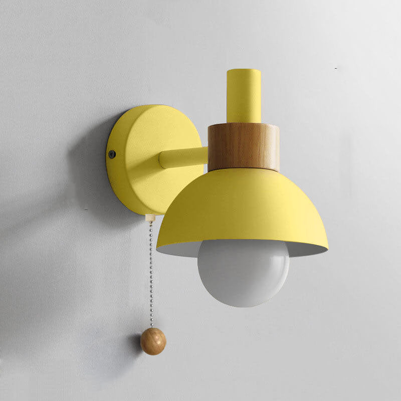 Wood Accent Wall Lamp – Pull-Switch Minimalist Sconce