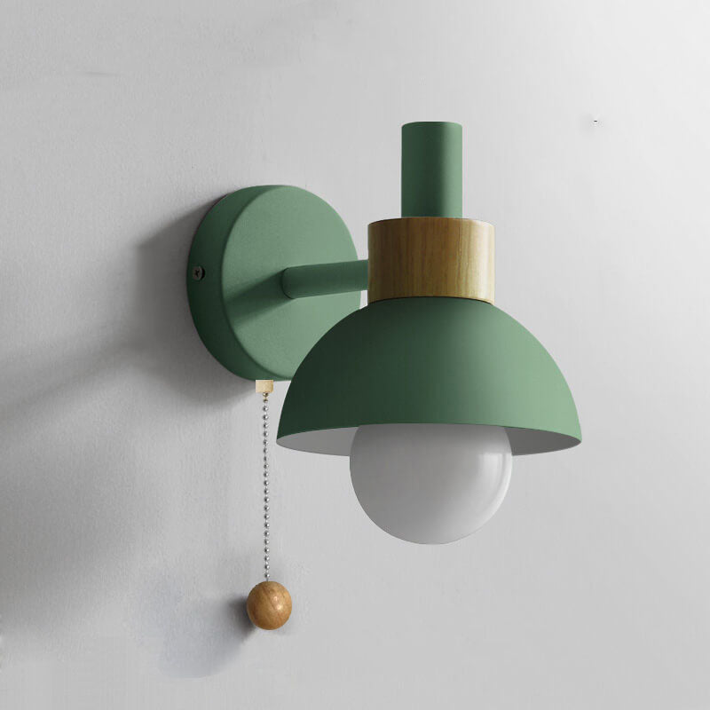 Wood Accent Wall Lamp – Pull-Switch Minimalist Sconce