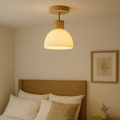 Wood & Glass Ceiling Lamp – Natural LED Flush Mount