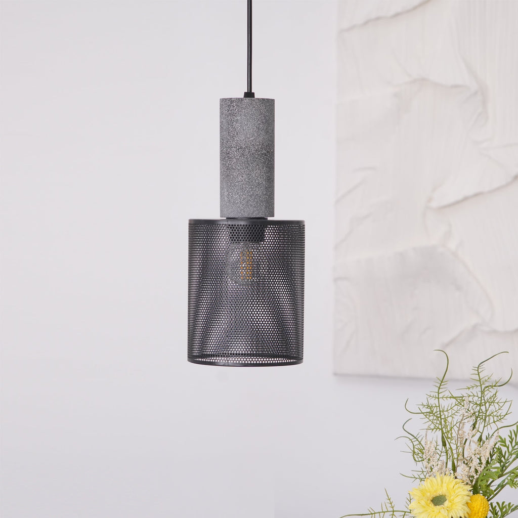 Concrete Pendant Light – Industrial LED Hanging Lamp