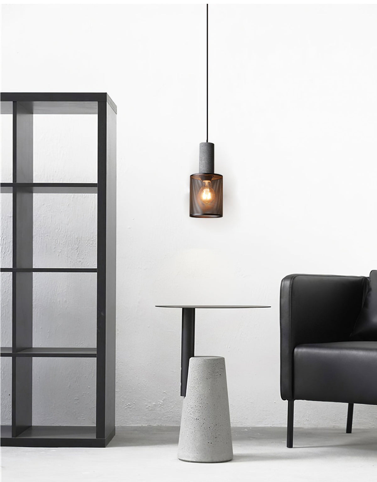 Concrete Pendant Light – Industrial LED Hanging Lamp
