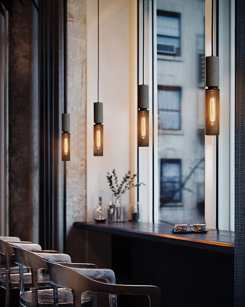 Concrete Pendant Light – Industrial LED Hanging Lamp