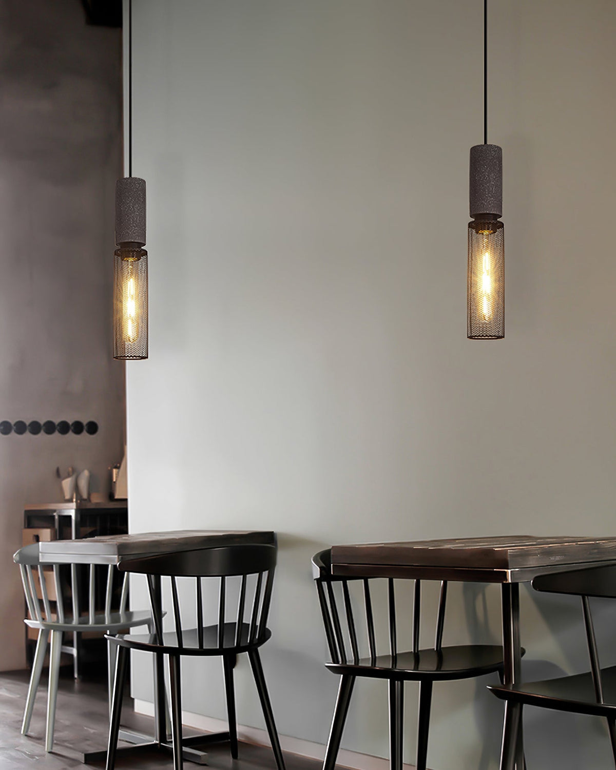 Concrete Pendant Light – Industrial LED Hanging Lamp