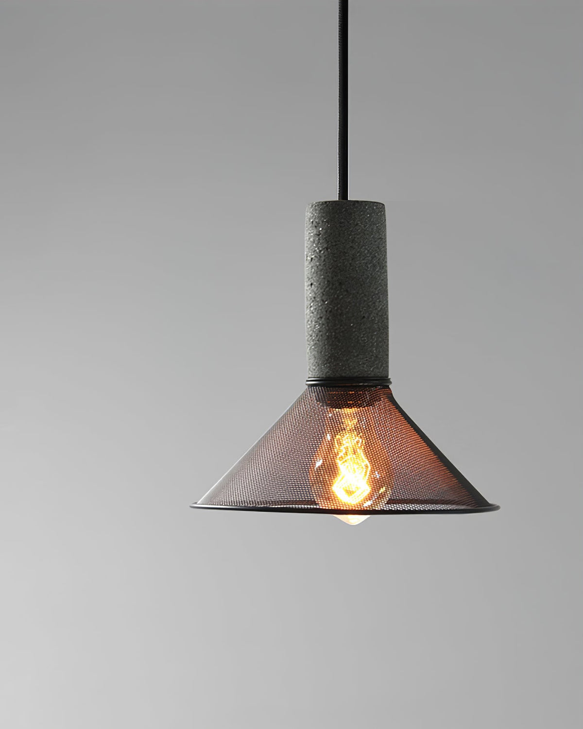 Concrete Pendant Light – Industrial LED Hanging Lamp