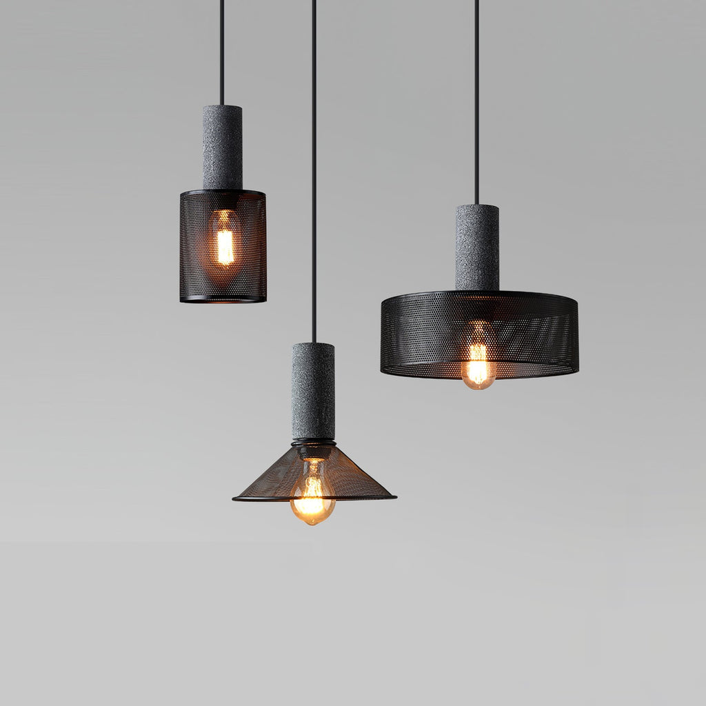 Concrete Pendant Light – Industrial LED Hanging Lamp