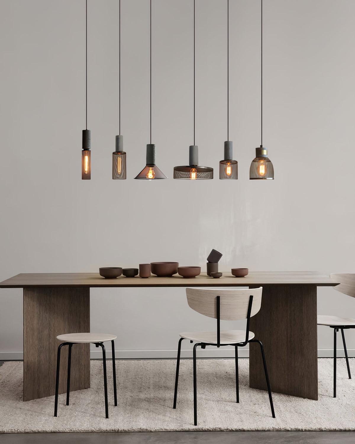 Concrete Pendant Light – Industrial LED Hanging Lamp