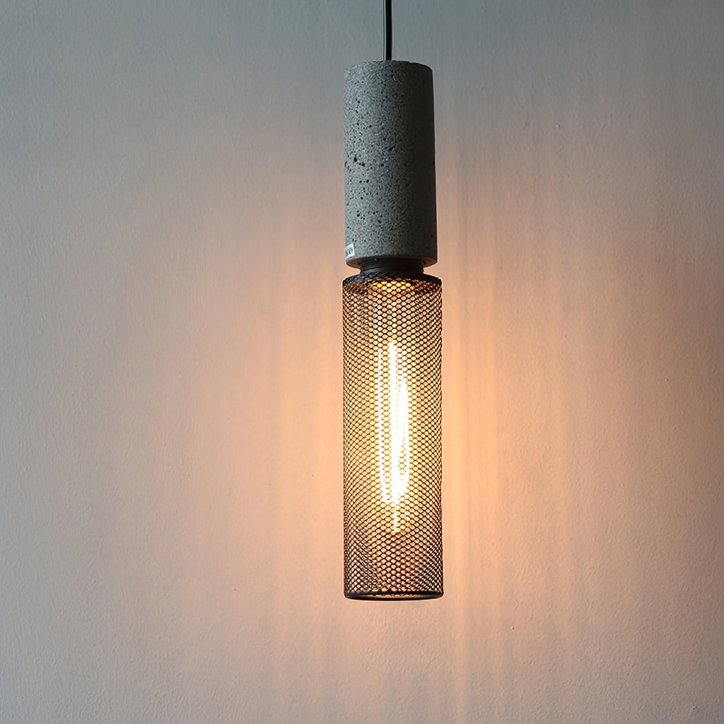 Concrete Pendant Light – Industrial LED Hanging Lamp
