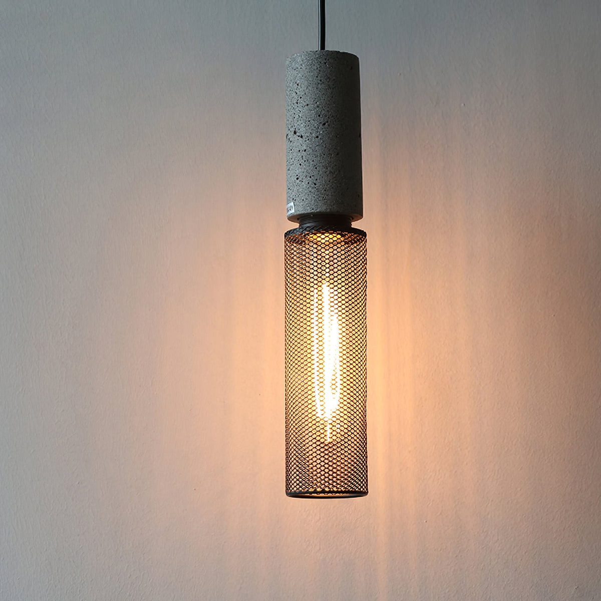 Concrete Pendant Light – Industrial LED Hanging Lamp