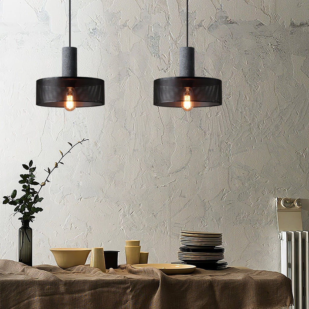 Concrete Pendant Light – Industrial LED Hanging Lamp