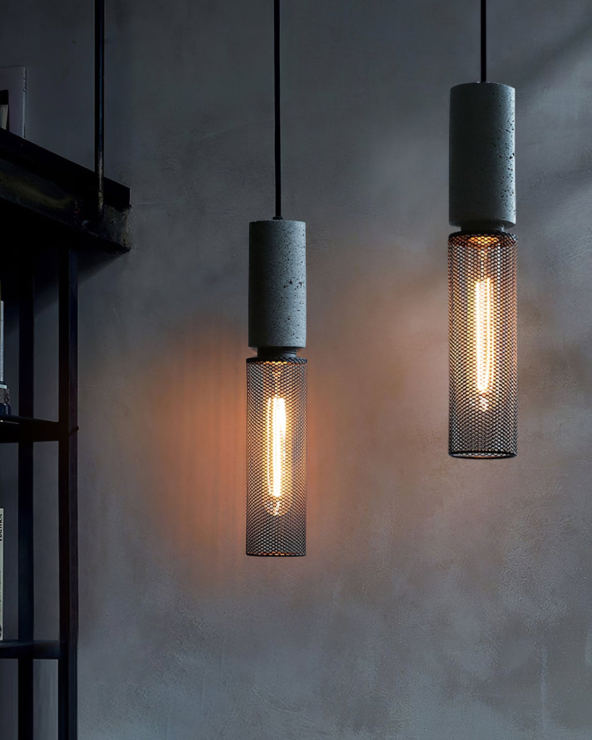 Concrete Pendant Light – Industrial LED Hanging Lamp