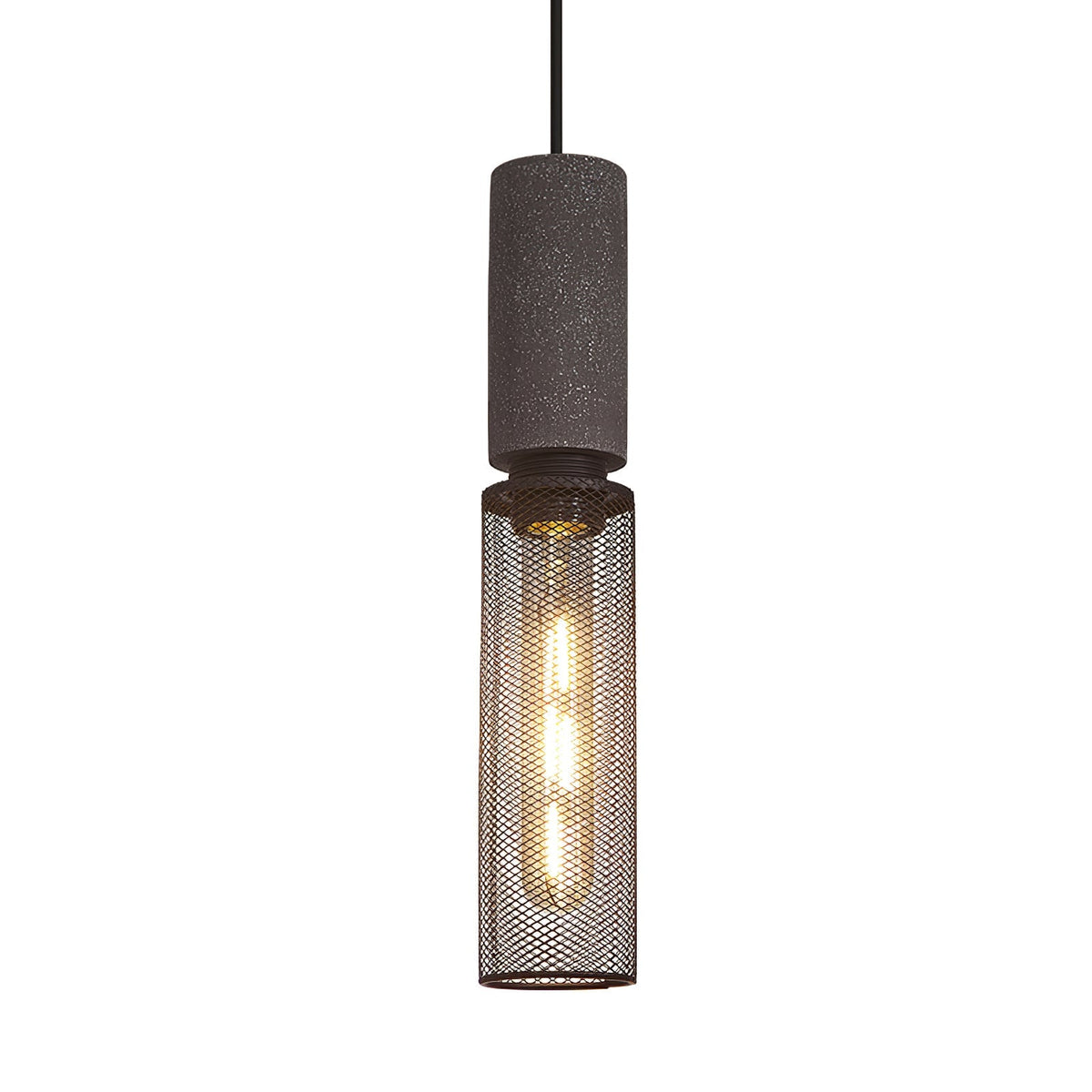Concrete Pendant Light – Industrial LED Hanging Lamp