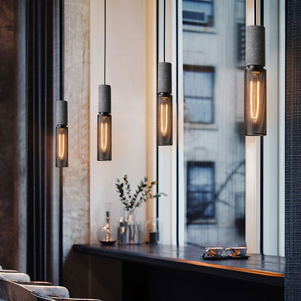 Concrete Pendant Light – Industrial LED Hanging Lamp