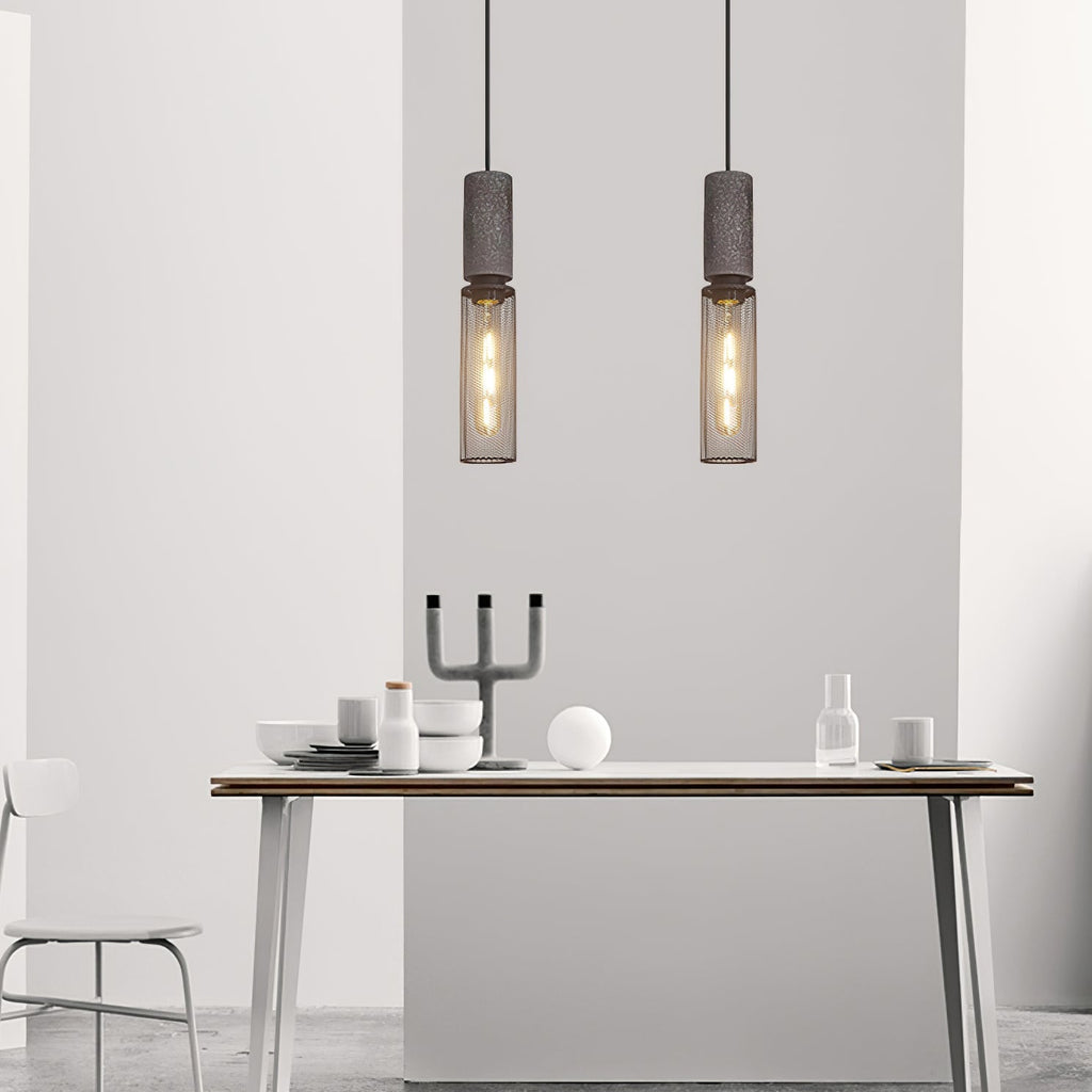 Concrete Pendant Light – Industrial LED Hanging Lamp
