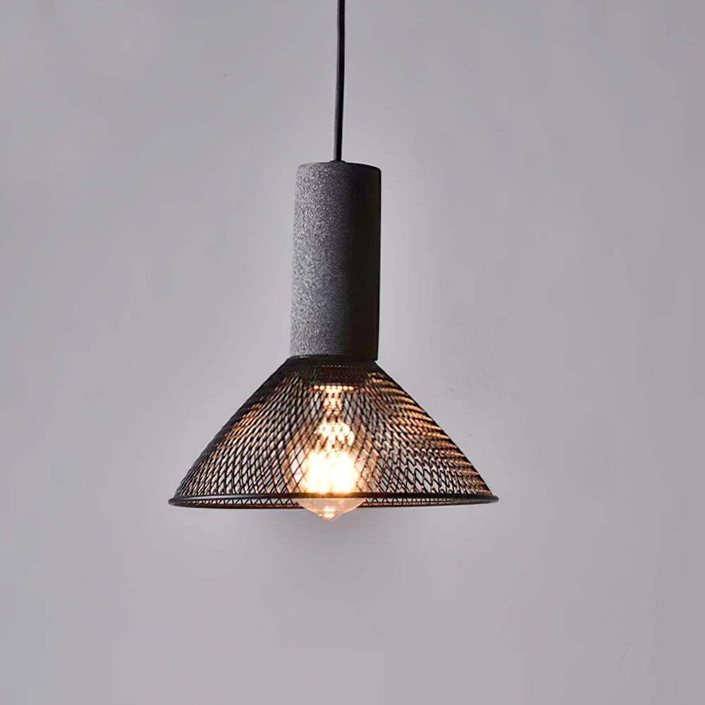 Concrete Pendant Light – Industrial LED Hanging Lamp
