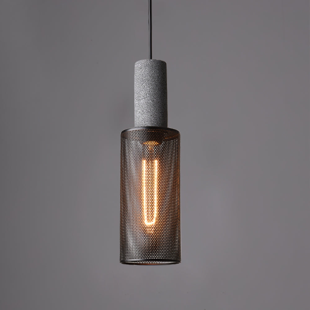 Concrete Pendant Light – Industrial LED Hanging Lamp