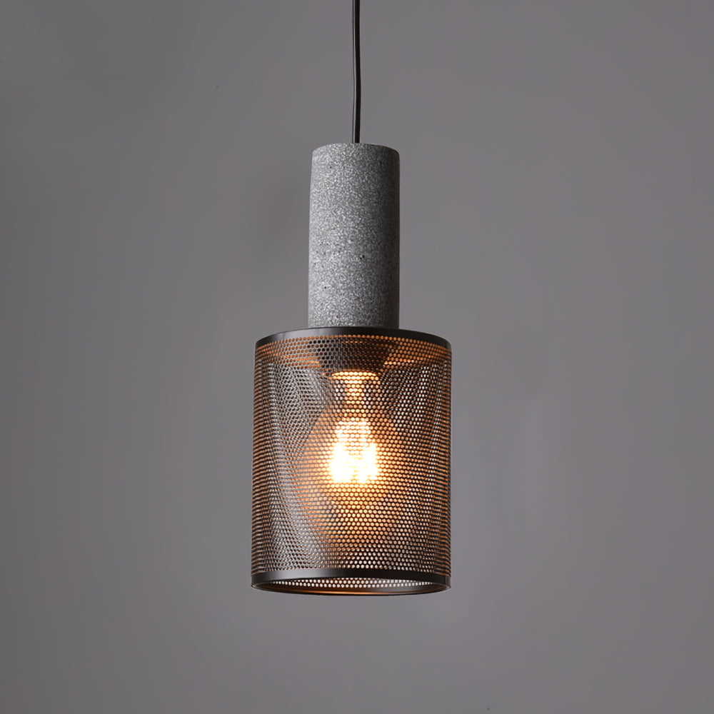 Concrete Pendant Light – Industrial LED Hanging Lamp