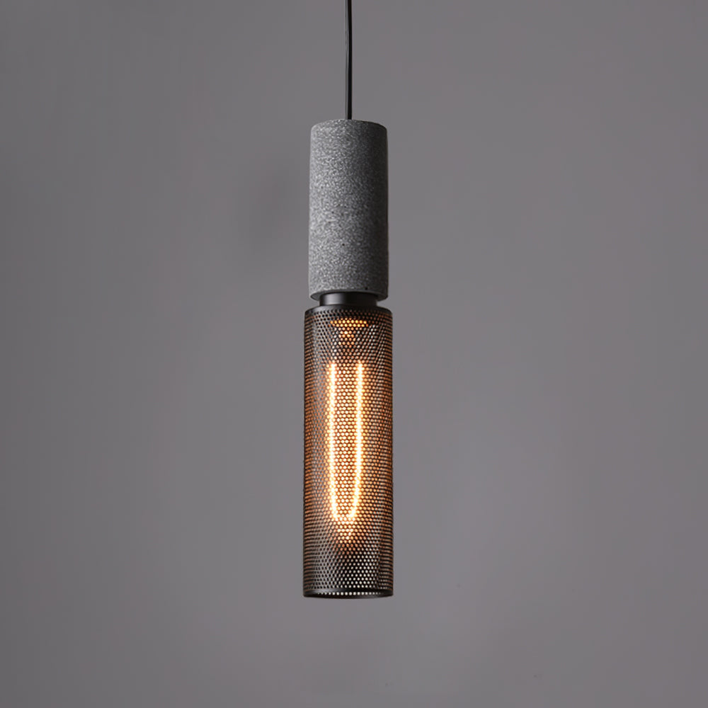 Concrete Pendant Light – Industrial LED Hanging Lamp