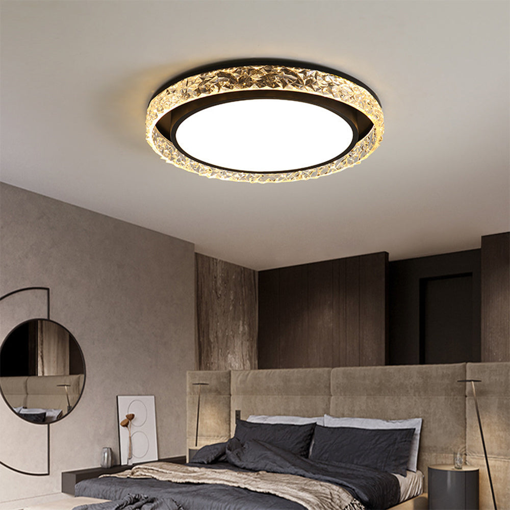 Crystal LED Ceiling Light – Remote Dimmable Flush Mount