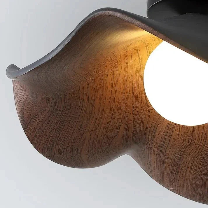 Lotus Ceiling Light – Wood, Resin & Iron Flush Mount