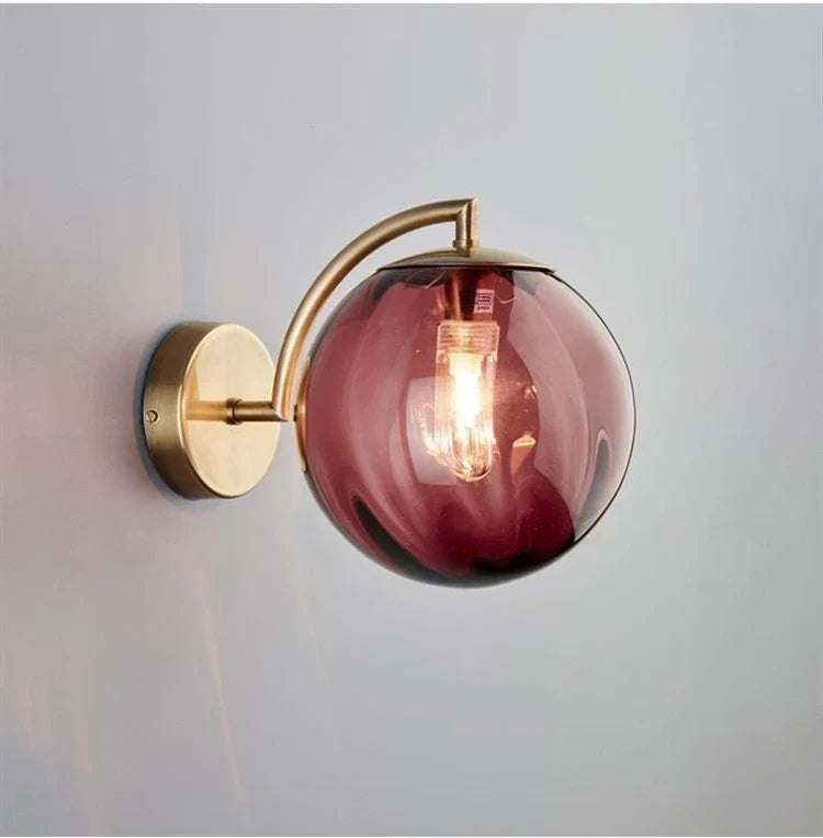 Glass Ball Wall Lamp – Brass & Tinted Glass Sconce
