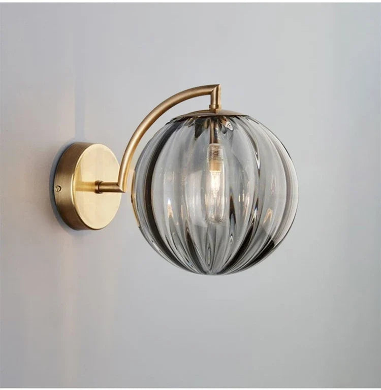 Glass Ball Wall Lamp – Brass & Tinted Glass Sconce