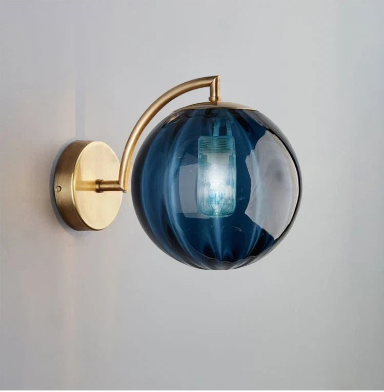 Glass Ball Wall Lamp – Brass & Tinted Glass Sconce
