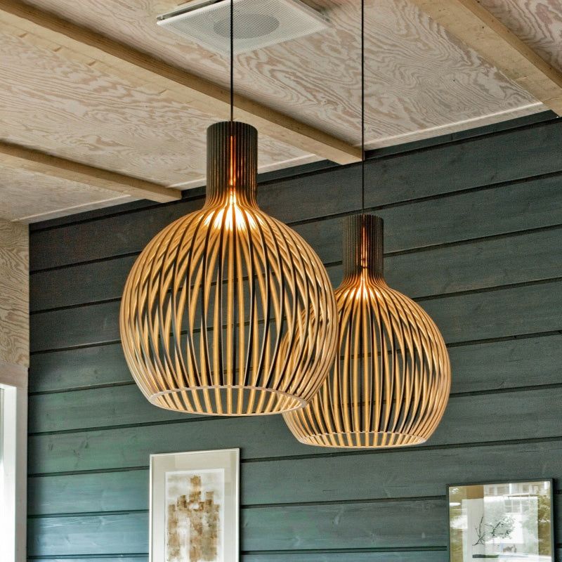 Wooden Pendant Light – Handcrafted Scandinavian Hanging Lamp