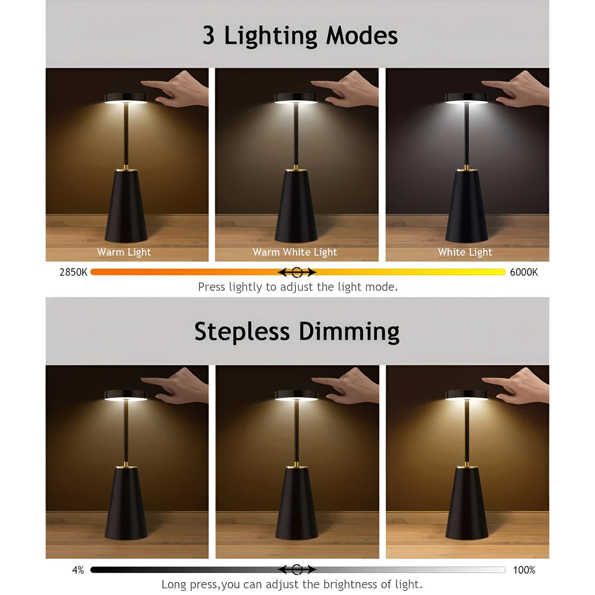 Wireless Table Lamp – Rechargeable Cordless LED
