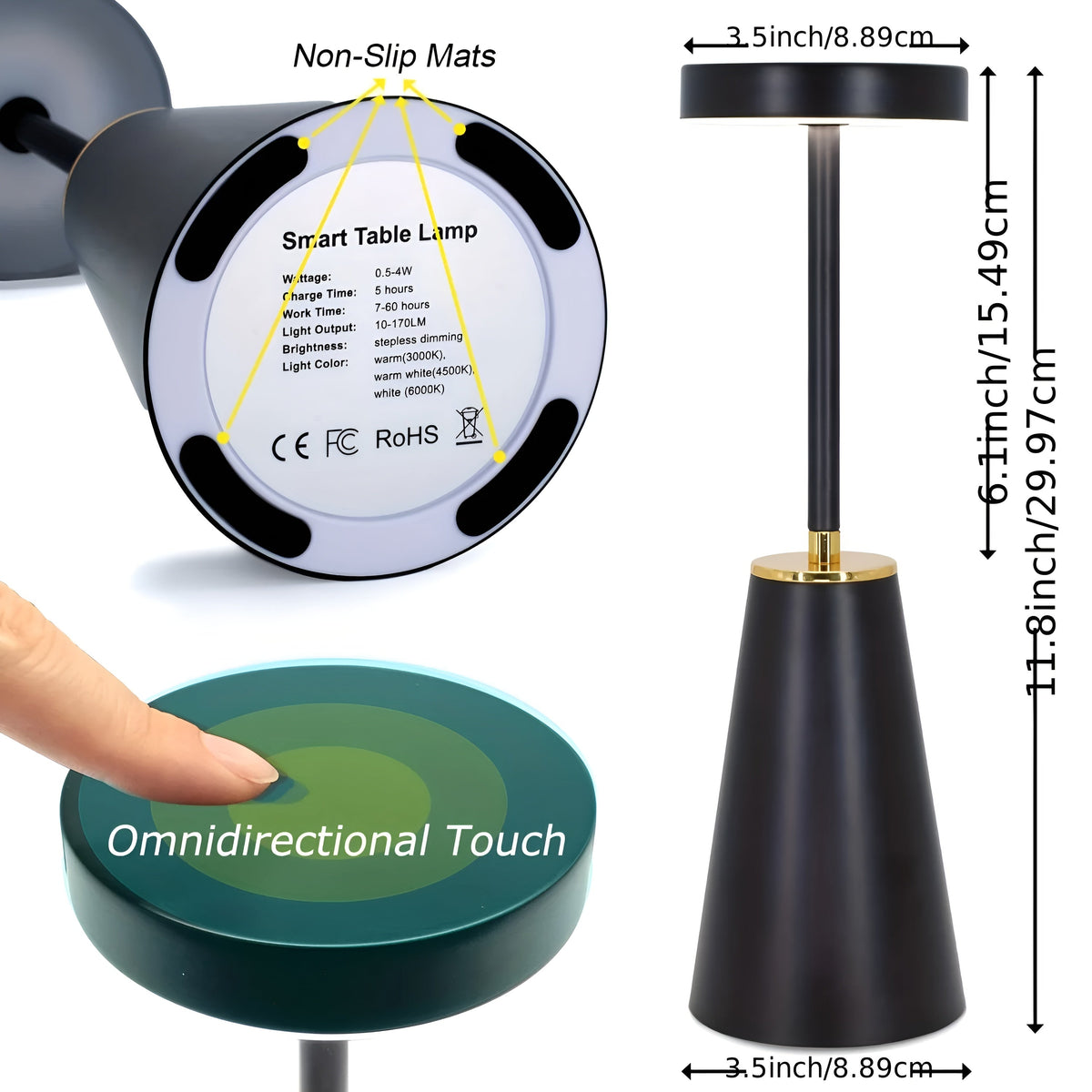 Wireless Table Lamp – Rechargeable Cordless LED