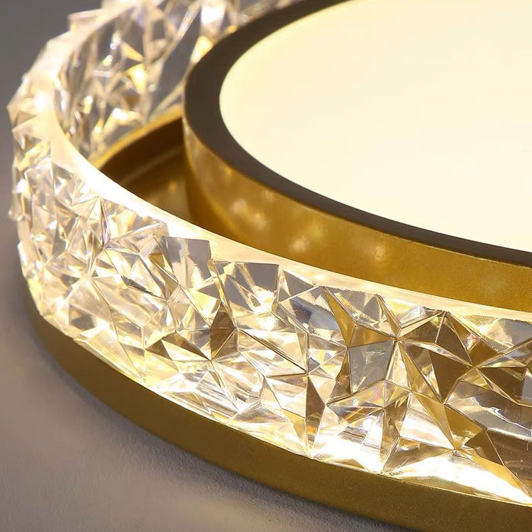 Crystal LED Ceiling Light – Remote Dimmable Flush Mount