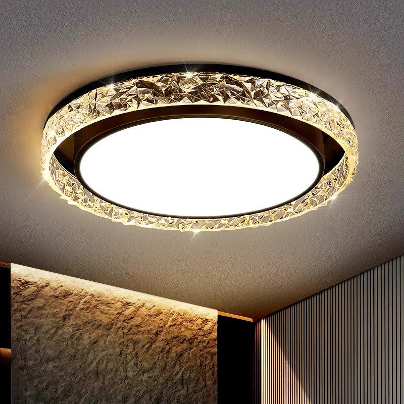 Crystal LED Ceiling Light – Remote Dimmable Flush Mount
