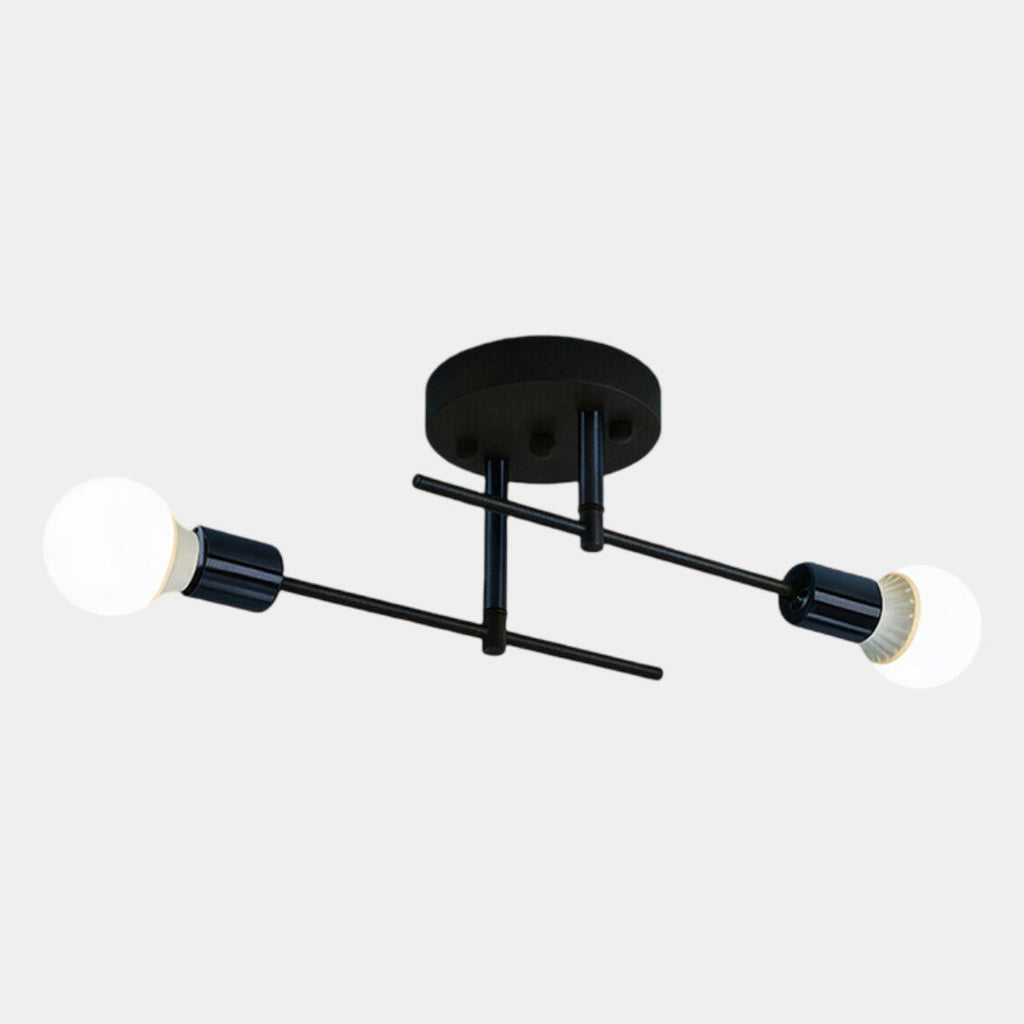 2-Light Ceiling Lamp – Black & Gold Flush Mount Chandelier