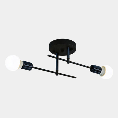 2-Light Ceiling Lamp – Black & Gold Flush Mount Chandelier