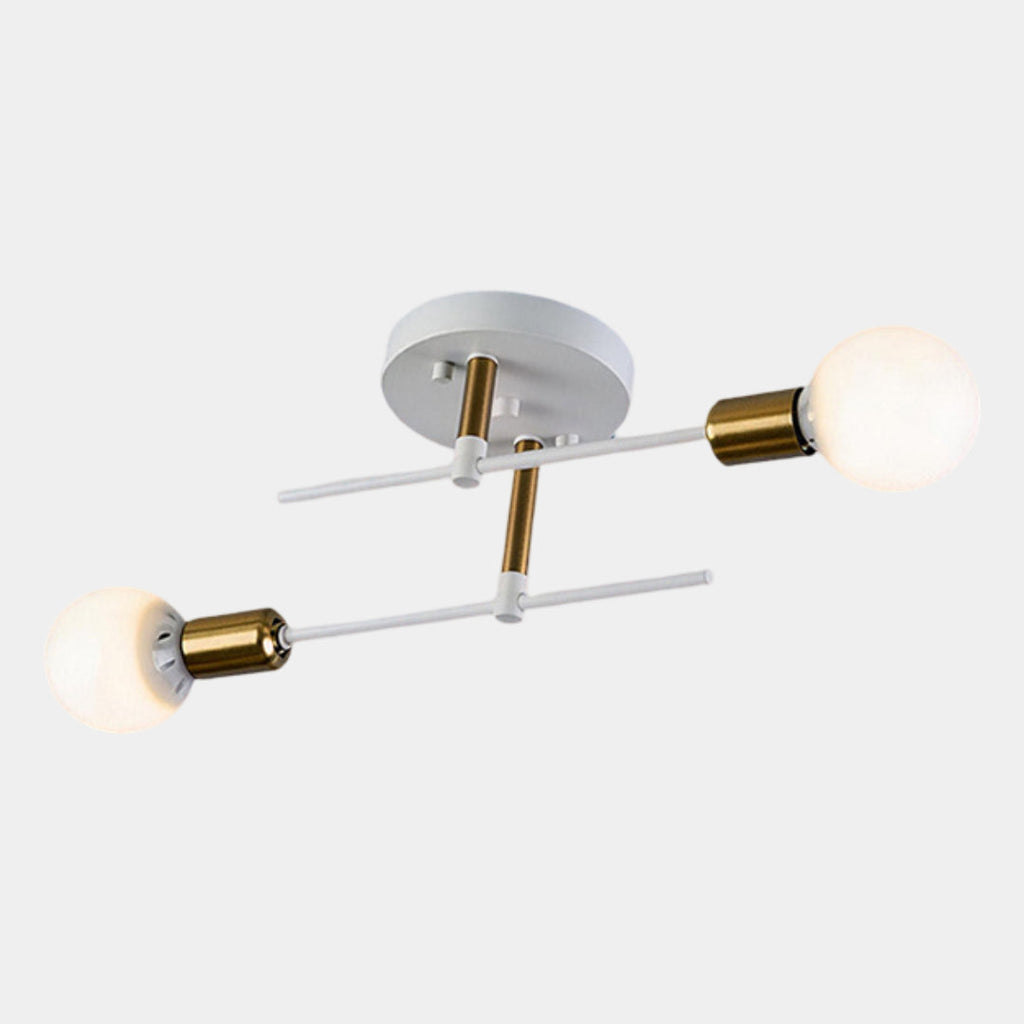 2-Light Ceiling Lamp – Black & Gold Flush Mount Chandelier