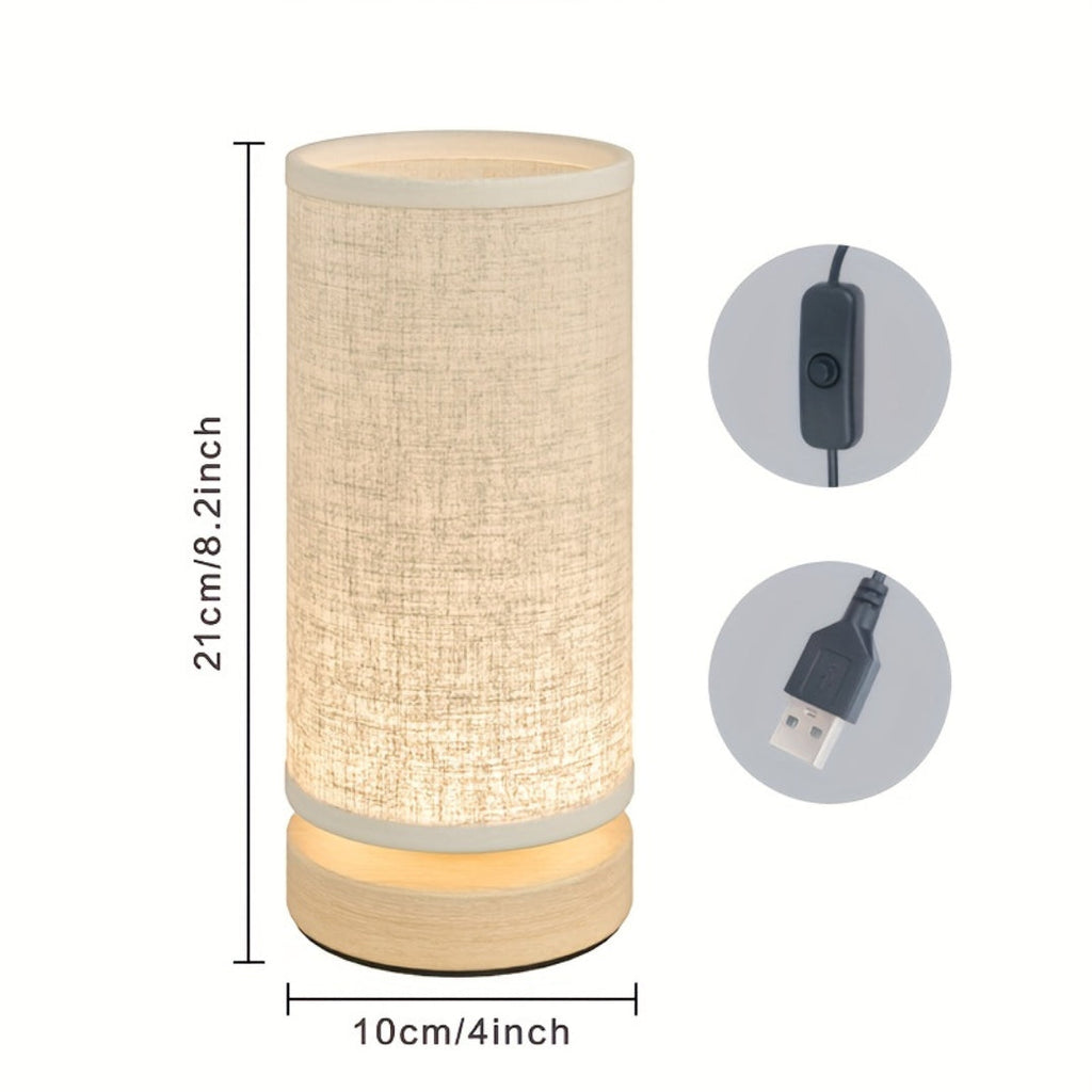 Wooden Table Lamp – USB Powered Bedside Light