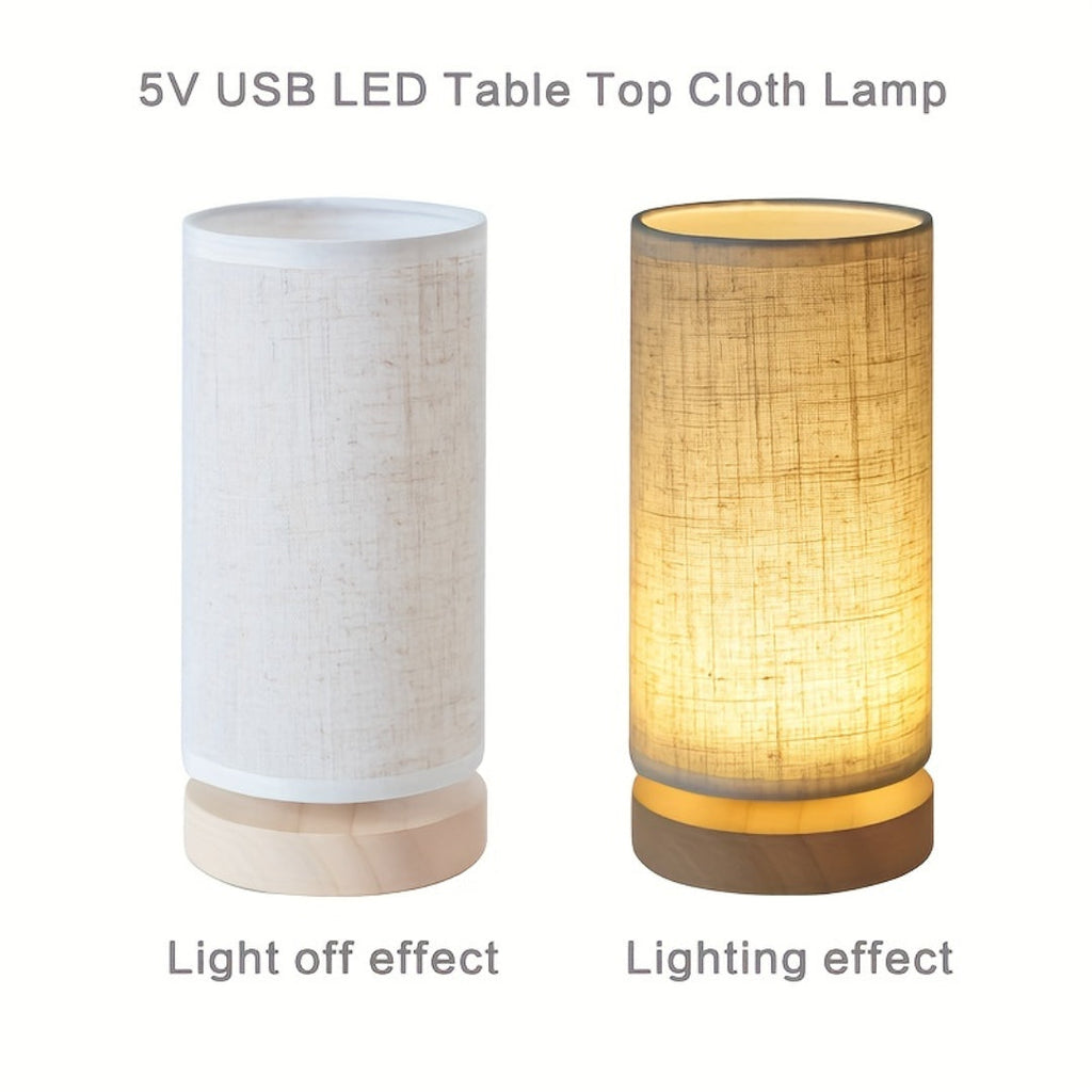 Wooden Table Lamp – USB Powered Bedside Light