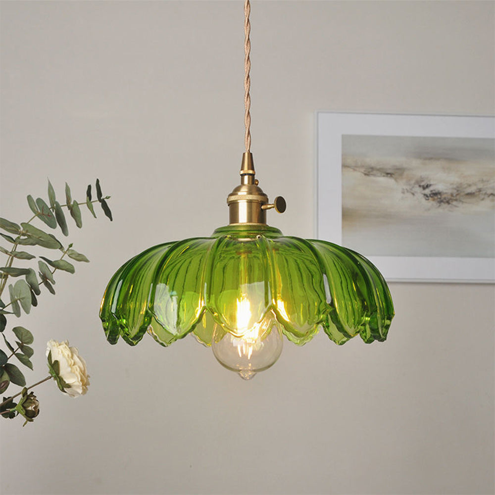 Flower Pendant Lamp – Coloured Glass Hanging Light