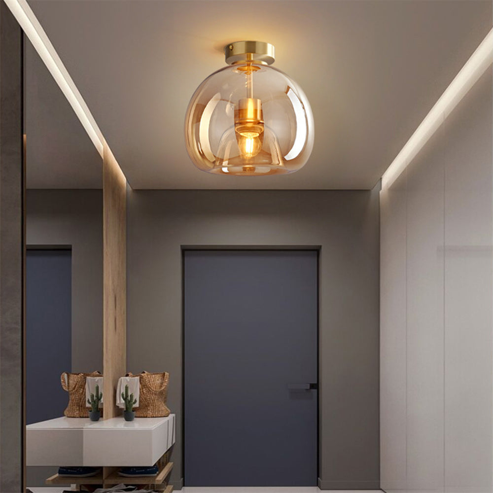 Bubble Glass Ceiling Light – Retro Amber Pendant