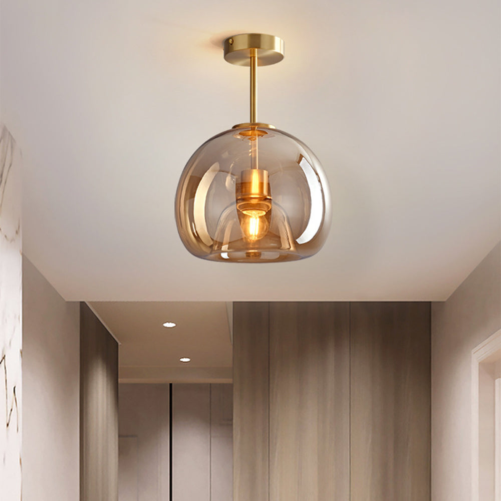 Bubble Glass Ceiling Light – Retro Amber Pendant