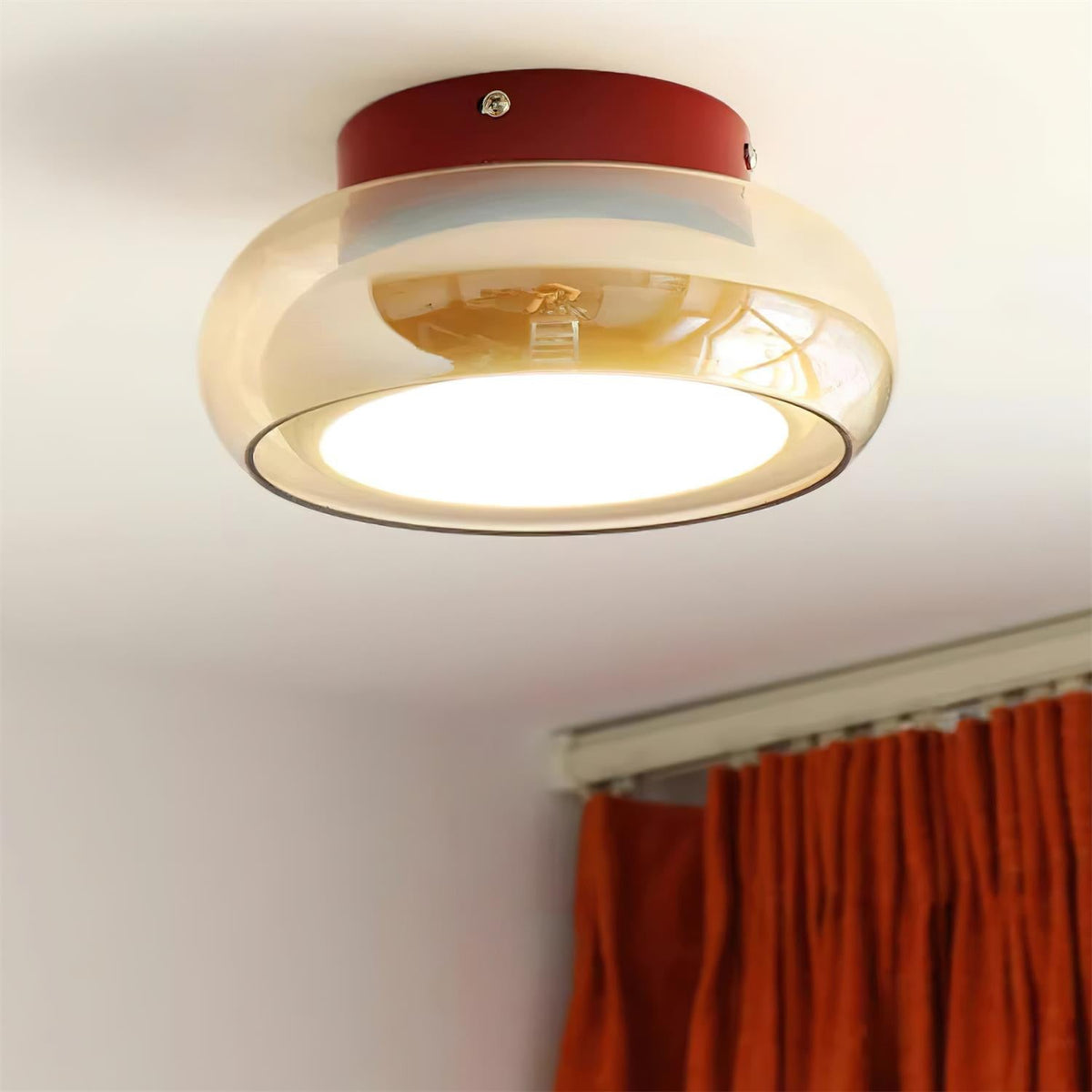 Glass Ceiling Light – Retro Flush Mount LED Fixture