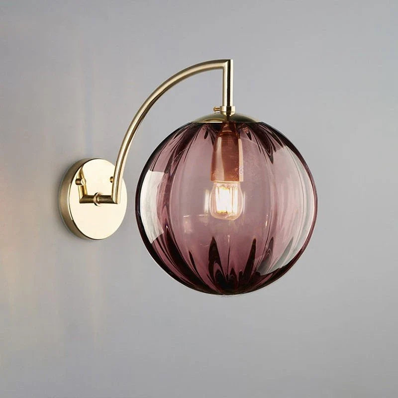 Glass Ball Wall Lamp – Brass & Tinted Glass Sconce