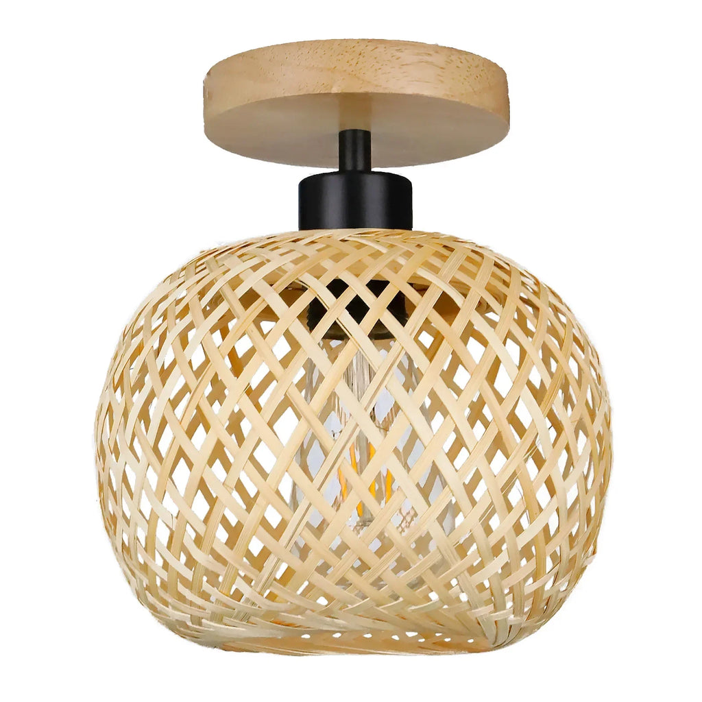 Bamboo Ceiling Lamp – Handwoven Rattan LED Fixture