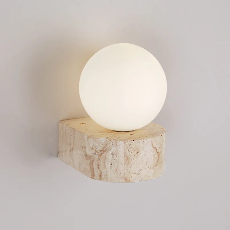Travertine Wall Lamp – Japanese LED Stone Sconce