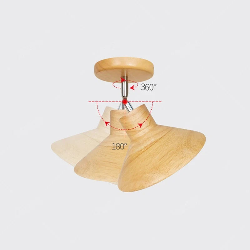 Timber Ceiling Lamp – Natural Wood Cone Fixture