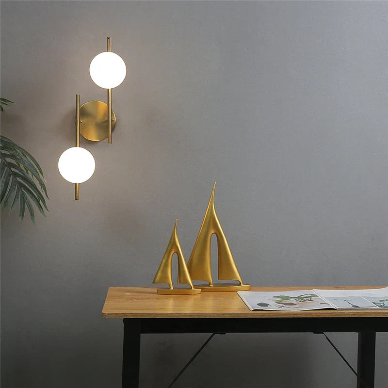 Dual Globe Wall Light – Gold Glass Sconce