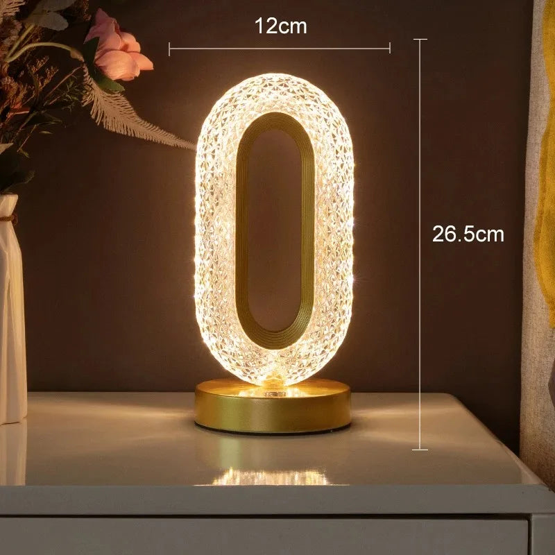 3D Crystal Night Light – Rechargeable Touch Dimming Lamp